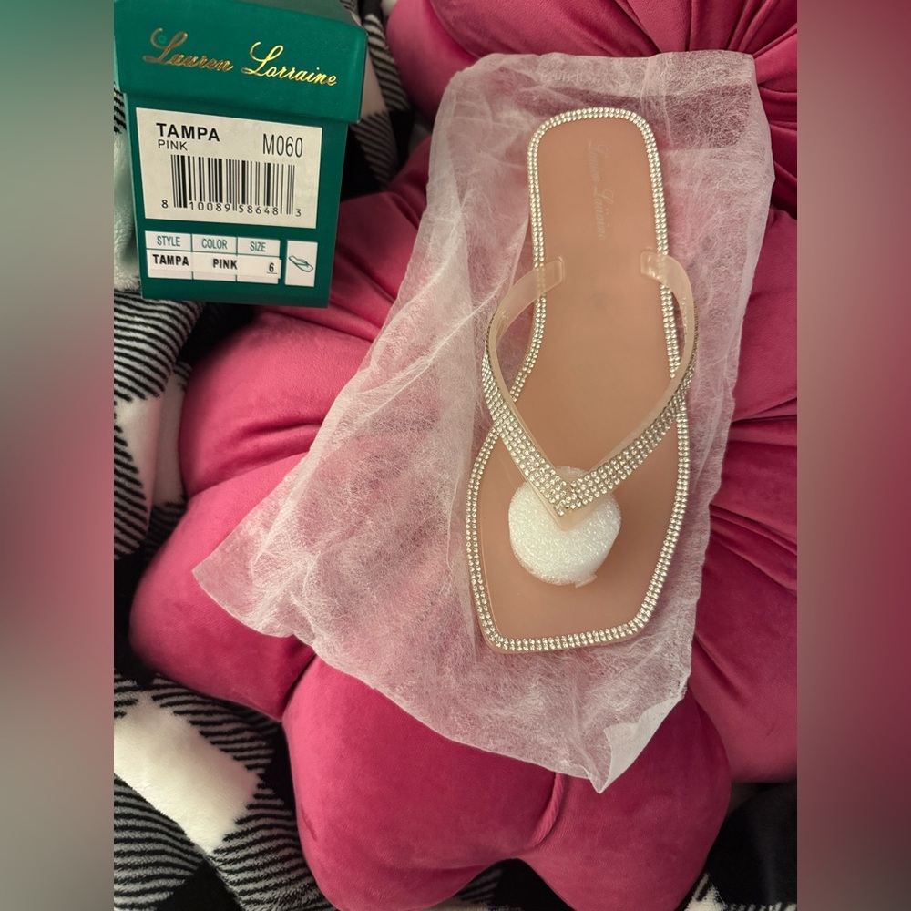 Lauren Lorraine Pink Rhinestone Sandals